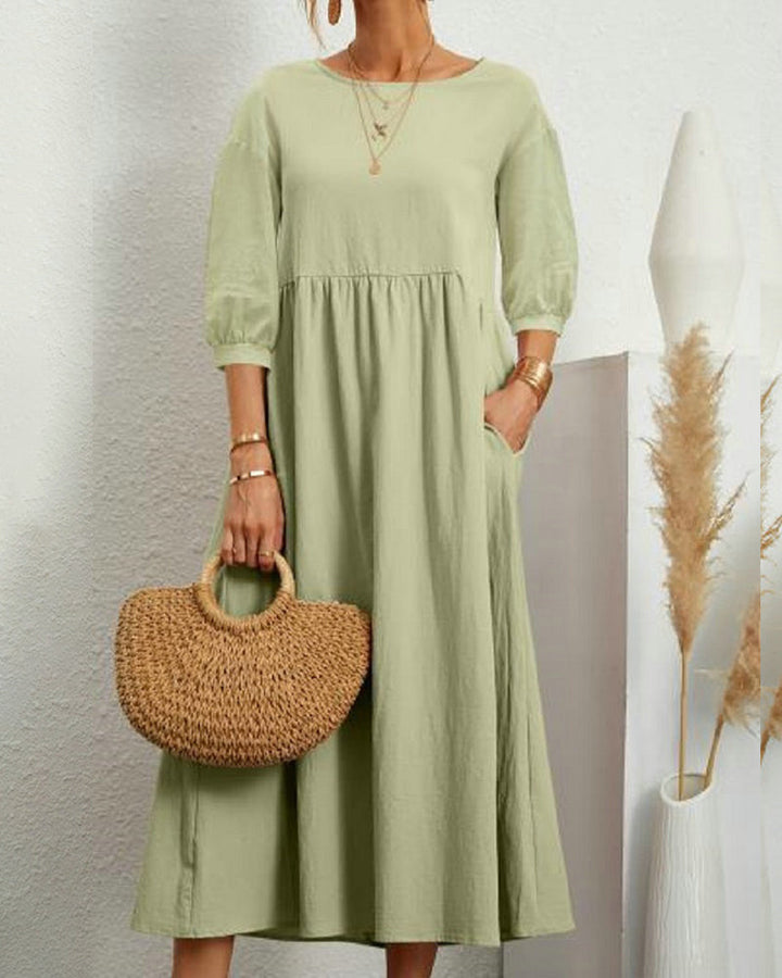 Ivy | Women's Lantern Sleeve Midi Summer Dress