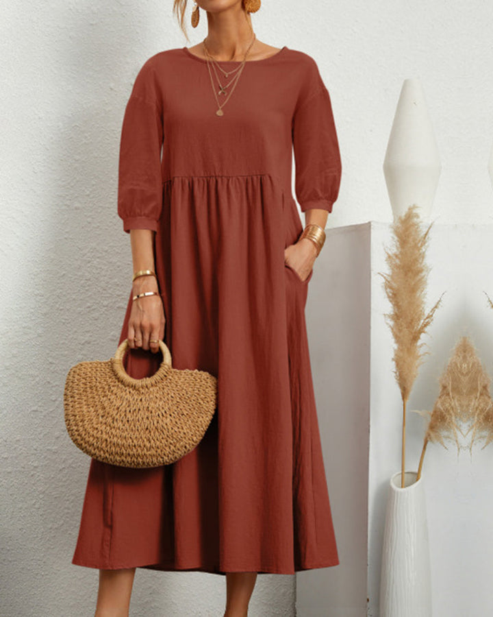 Ivy | Women's Lantern Sleeve Midi Summer Dress