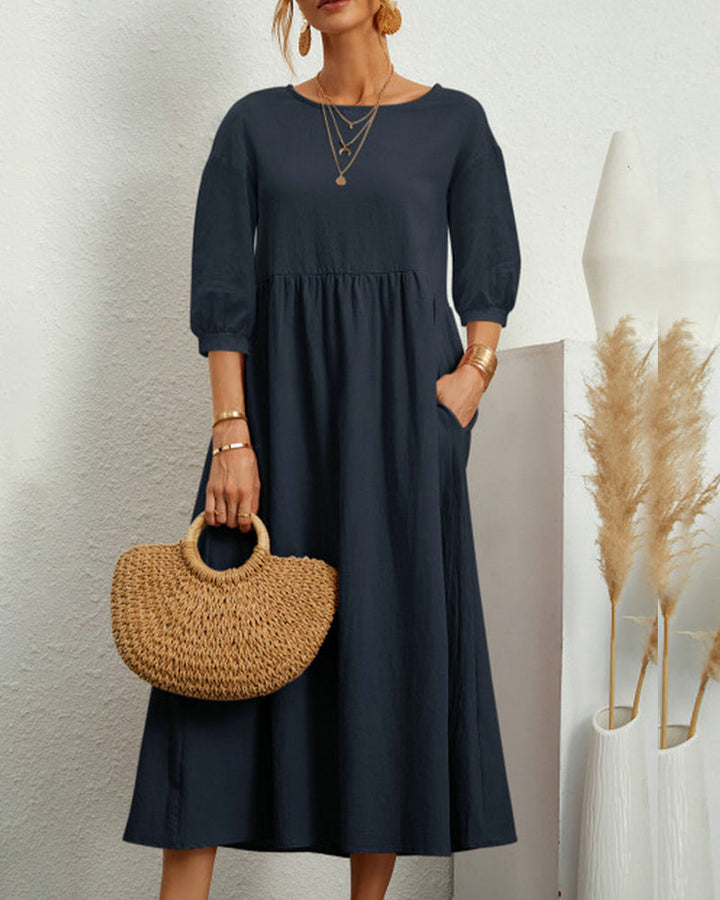Ivy | Women's Lantern Sleeve Midi Summer Dress