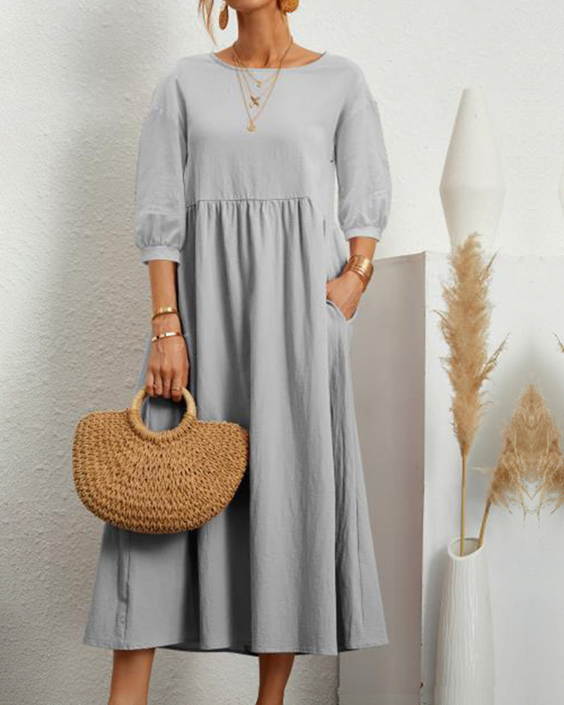 Ivy | Women's Lantern Sleeve Midi Summer Dress