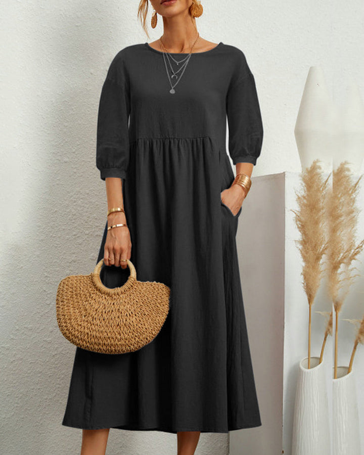 Ivy | Women's Lantern Sleeve Midi Summer Dress