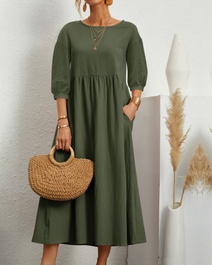 Ivy | Women's Lantern Sleeve Midi Summer Dress