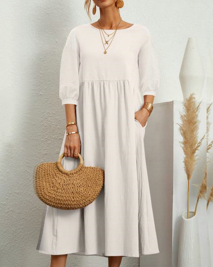 Ivy | Women's Lantern Sleeve Midi Summer Dress