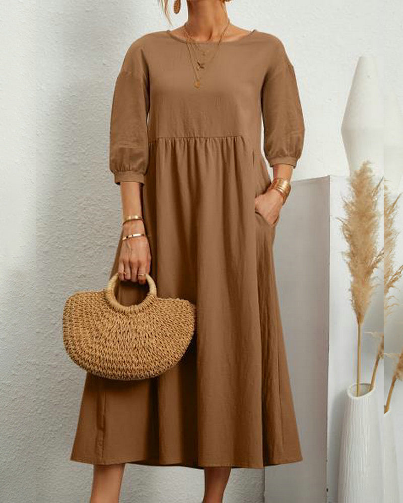 Ivy | Women's Lantern Sleeve Midi Summer Dress