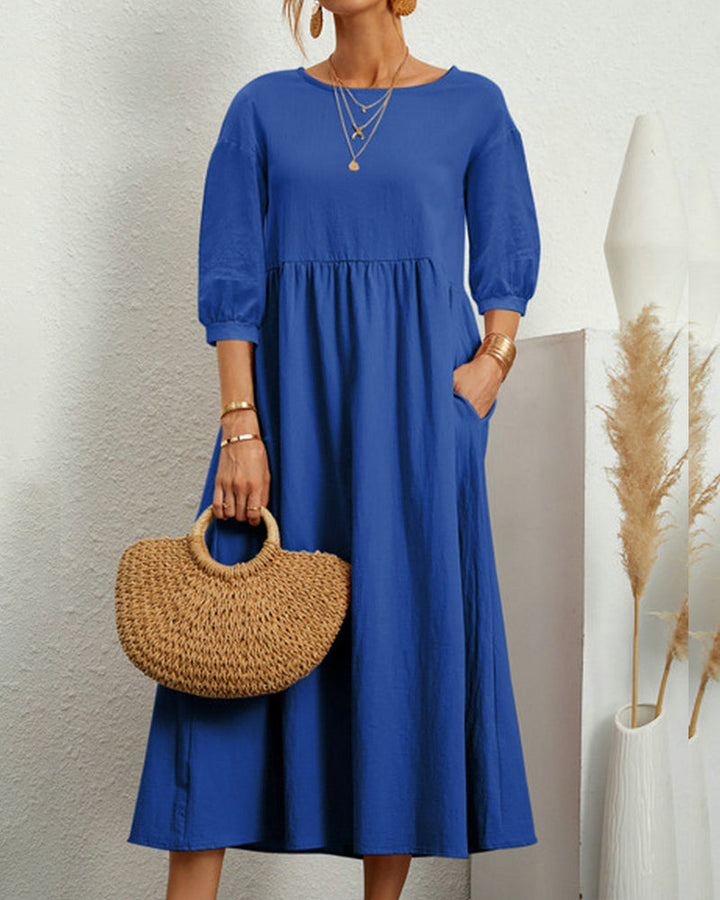 Ivy | Women's Lantern Sleeve Midi Summer Dress