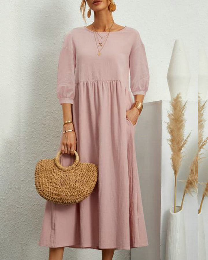 Ivy | Women's Lantern Sleeve Midi Summer Dress