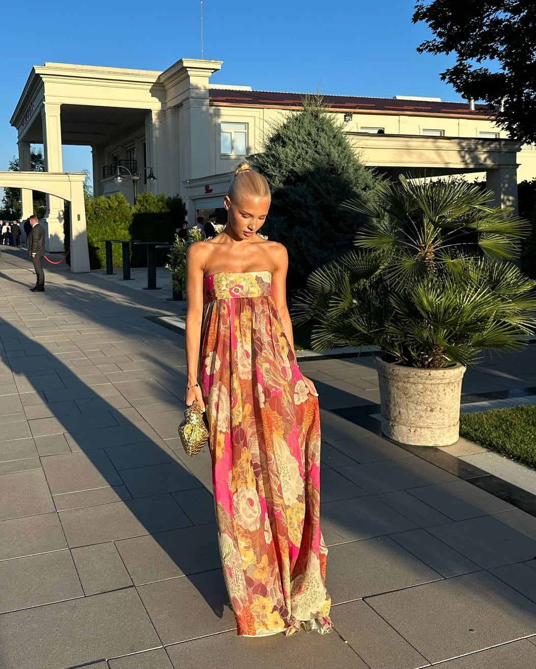 Romilly | Women's Floral Strapless Maxi Summer Wedding Guest Dress