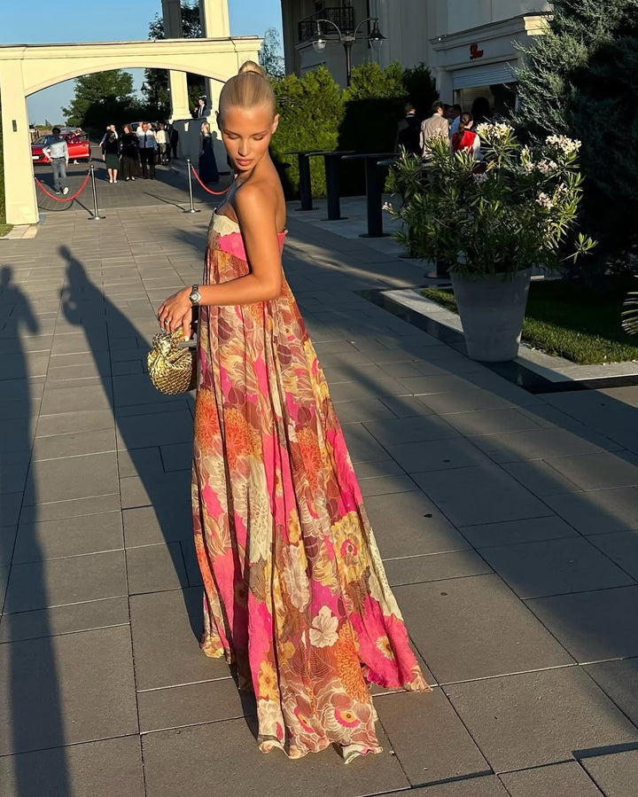 Romilly | Women's Floral Strapless Maxi Summer Wedding Guest Dress