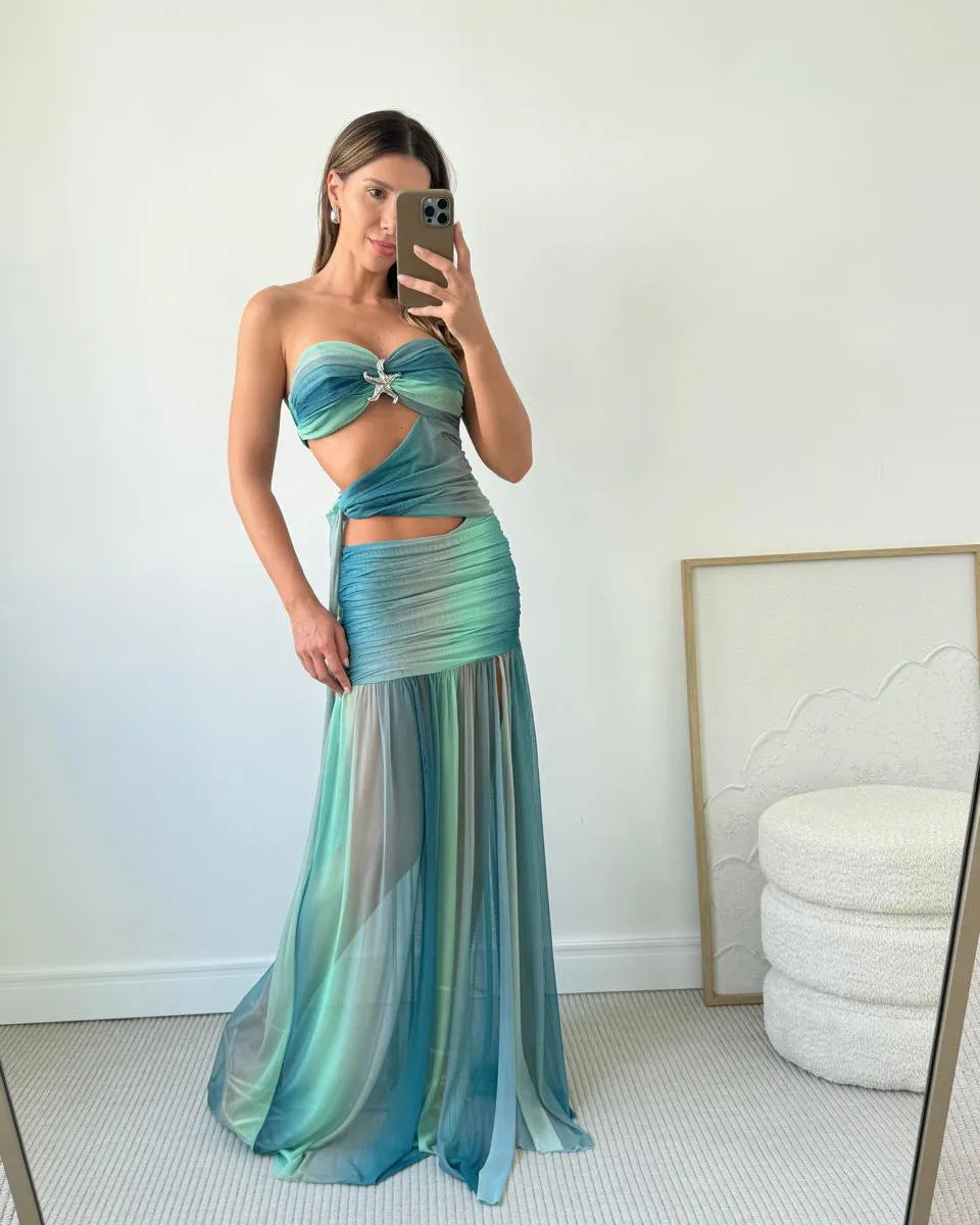 Molly | Women's Strapless Cut-Out Maxi Summer Dress