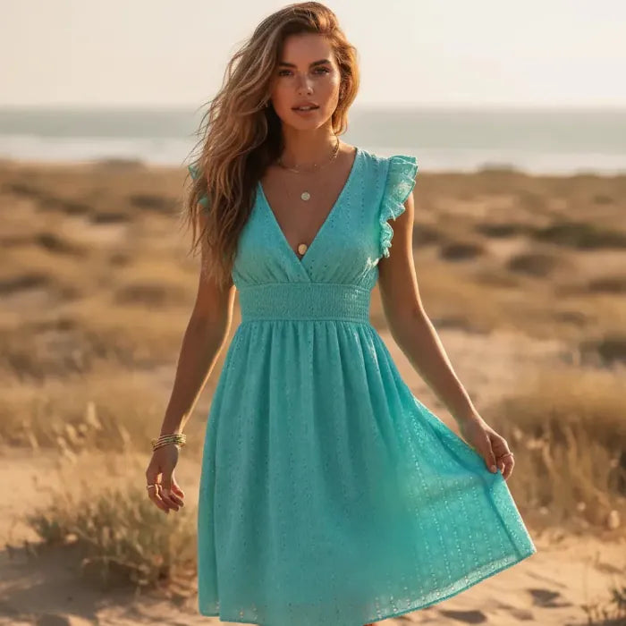 Sophia | Boho Eyelet Lace Summer Midi Dress